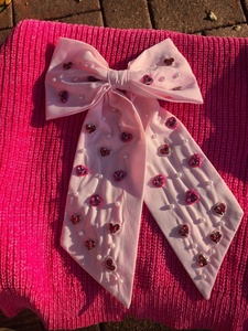 Lazo para el cabello de terciopelo rojo con diamantes de imitación, elegante y moderno, con lazo grande, regalo de San Valentín, accesorio para el cabello para niñas. - Product Image 6