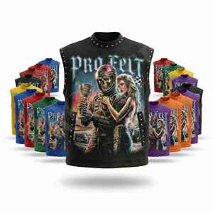 Débardeur en coton durable style streetwear décontracté, gilet punk biker clouté, graphique tendance, haute qualité, personnalisé - Product Image 1