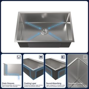 Modern 30\" X 19\" Single Bowl <b>Kitchen</b> <b>Sink</b> Multifunctional S304 Stainless Steel Undermount Workstation Handmade Kit - Product Image 2