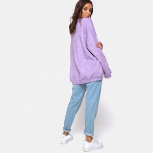 OEM Design personnalisé Sweat-shirt en violet délavé à l'acide surdimensionné Casual Wear Vintage Unisex Winter Pullover Sweater - Product Image 3