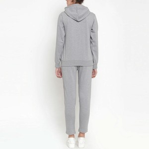 Ensemble survêtement coupe-vent à capuche 100 % coton personnalisé, deux pièces avec pantalon, fermeture éclair, écologique, réversible, respirant, pour femme, services OEM - Product Image 2