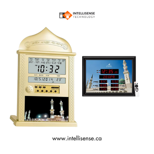 Nostalgic Retro Round 13 Inch <b>Digital</b> Alarm Azan <b>Clock</b> Showcasing a Kaaba Door and Quality Muslim Athan Speaker Model 4008 - Product Image 5