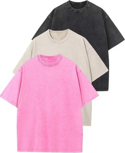 Camiseta de Cuello Redondo Oversize de Manga Corta Unisex 100% Algodón Color Liso Ajuste Holgado Estilo Tejido para Todas las Estaciones Camisetas Personalizadas - Product Image 1