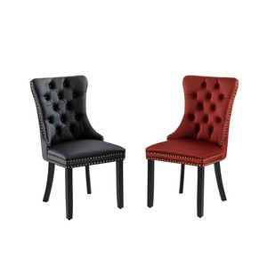 Chaise de salle à manger rembourrée en velours BHARAT HANDICRAFT avec pieds en bois massif, design moderne capitonné, provenance du Rajasthan, modèle BH-DC012 - Product Image 3