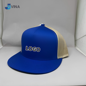 Custom Logo Blue Mesh Trucker <b>Cap</b> Adjustable 6-Panel Snapback Casual <b>Hat</b> Front Panel Spring Summer Unisex 3D Embroidery Digital - Product Image 5