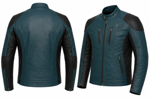 Chaqueta de Motocicleta de Cuero Estampada Contemporánea Unisex |   Adultos |   Negro/Verde Azulado/Marrón/Beige |   Fabricante OEM/ODM |   Logotipo Personalizado | - Product Image 3