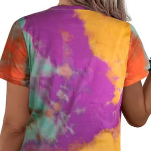 Camiseta Oversize de Algodón 100% con Tie-Dye para Mujer, Colores Personalizados, Logo, Cuello Redondo, Manga Corta, Ecológica, para Ropa Urbana de Verano - Product Image 5
