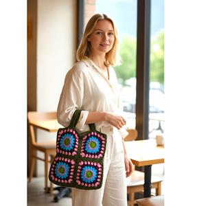 Bolsa de compras plegable de nailon reutilizable y ecológica, hecha a crochet, disponible a un precio asequible desde India. - Product Image 1