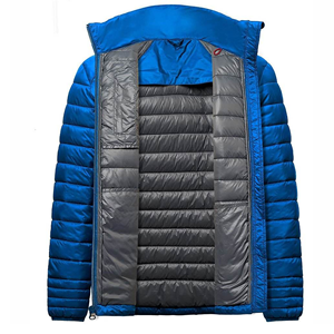 Veste matelassée à capuche pour homme, rembourrée de duvet, coupe-vent, fermeture éclair, vêtements d'hiver décontractés, coupe régulière, 100% polyester - Product Image 5
