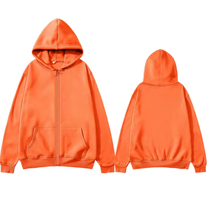 เสื้อสเวตเชิ้ตผ้าเฟรนช์เทอร์รี่พิมพ์โลโก้ตามสั่ง แขนยาว ซิปยาว สีพื้น ทรงหลวม สไตล์ลำลองสำหรับผู้ชาย เหมาะสำหรับฤดูใบไม้ผลิและฤดูใบไม้ร่วง - Product Image 3