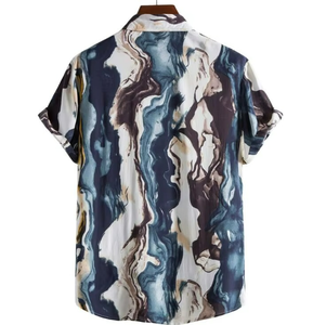 Nueva Camisa Hawaiana para Hombre con Estampado, Cuello Solapa, Manga Corta, Holgada, Transpirable, Estilo Retro 3D, Informal, de Playa, Poliéster/Algodón - Product Image 4