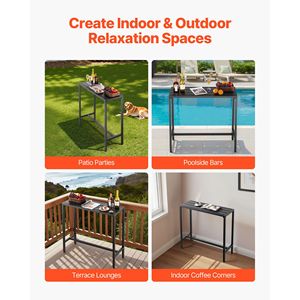 Outdoor Rectangular Counter Height Dining <b>Table</b> 39.4 X 15 Sturdy Metal Frame with Waterproof Top for Home <b>Bar</b> - Product Image 6