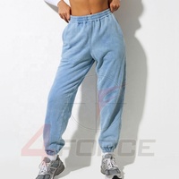 Qualité supérieure femmes personnalisé marque Vintage taille acide lavage Jogging costumes décontracté brodé conception respirant tricot