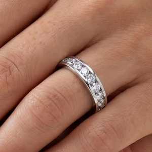High Quality Luxury Lab Grown Round Brilliant Cut Eternity Band <b>Ring</b> 14K Solid White Gold Fine <b>Proposal</b> Wedding Gift For Lovers - Product Image 4
