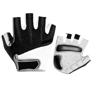 Guantes de Ciclismo de Medio Dedo, Transpirables, que Absorben la Humedad, Unisex, con Cierre Deslizante, Rojo y Blanco, Tela de Microfibra, Gran Oferta, Alto Impacto - Product Image 2