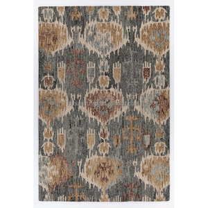 Tapis Ikat indiens traditionnels faits à la main tapis tuftés en soie de taille personnalisée conception nouée à la main pour la cuisine ou la chambre à faible coût - Product Image 5