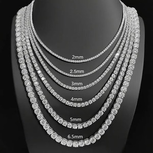 Luxury <b>Iced</b> <b>Out</b> Tennis <b>Chain</b> Necklace for Men Women Available in 2mm to 6.5mm Moissanite Cut Design Rhodium Plated 925 Silver - Product Image 2