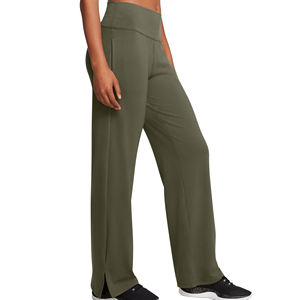 Pantalon de yoga taille haute pour femme, coupe droite et large, avec découpe latérale à la cheville, nouveau design, grande taille, pour entraînement et fitness - Product Image 1