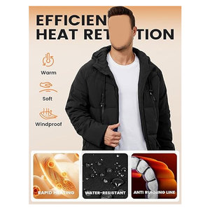 Manteau d'hiver long pour homme, à capuche, chaud, matelassé, imperméable, épais, parka rembourrée, vêtement d'extérieur isolé pour temps froid - Product Image 2