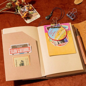 Vintage Printed Embossed Leather Journal with <b>Lock</b> Clasp Handmade Full Grain Spiral Binding Notebook - Product Image 3