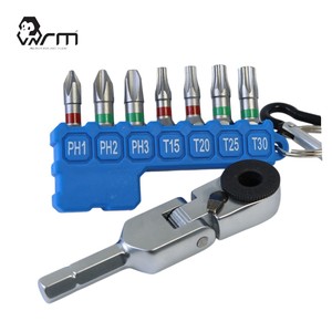 Mrm 8-Piece Bit Key Chain <b>Flex</b> Ratchet Impact <b>Drill</b> Wood Drilling Zinc Finish 13cm Taiwan Made ODM/OEM PH1-T30 - Product Image 3