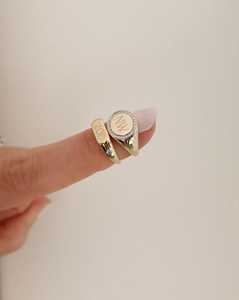 Diamond Initial Signet <b>Ring</b> Pave Personalised Engraved Letter Pinky Finger Statement <b>Ring</b> <b>Name</b> Wholesale 10k 14k 18k Solid Gold - Product Image 4