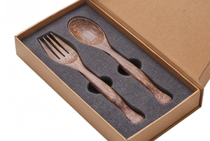 Ensemble de couverts en bois de qualité supérieure, style rustique, finition naturelle, parfait pour les dîners à la maison et les événements de mariage - Product Image 6