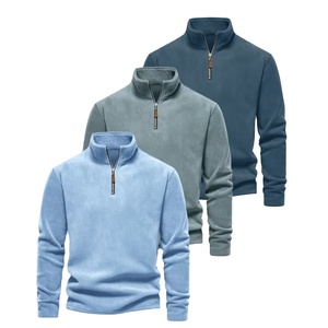 Chaqueta Casual de Forro Polar 100% Algodón con Bordado 3D Personalizado, Cierre de Cremallera de un Cuarto, Cuello Alto, Cálida para Exteriores, Otoño Invierno, Uso Diario, 2 Piezas - Product Image 1