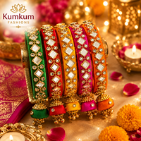 Bracelet ajustable en fil de soie multicolore, fait main, style Kundan, traditionnel et élégant, pour femme, cadeau pour Diwali, mariage, Nouvel An chinois