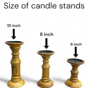 Juego de 3 Portavelas de Madera Rústicos Hechos a Mano, Soportes Decorativos para Velas de Pilar Estilo Granja - Product Image 4