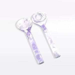 Cuillères à salade en résine faites à la main avec des sculptures décoratives en spirale, imperméables, personnalisables en couleur et en taille, pour servir, manger, ustensiles de cuisine - Product Image 1