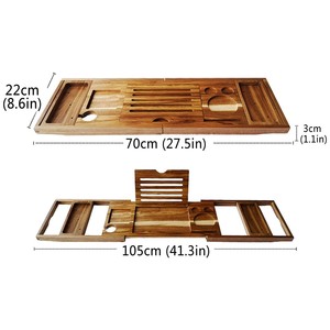 Wooden Bathtub <b>Caddy</b> <b>Bath</b> <b>Tray</b> Modern Rectangle Style Waterproof Eco-Friendly Durable Easy Clean Bathroom Spa Accessory Spa Gift - Product Image 2