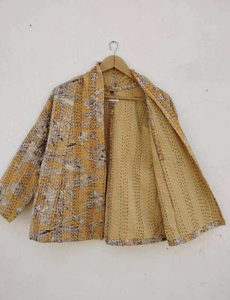 Women's Floral Kantha Cotton Cardigan <b>Kimono</b> Robe Breathable Quick Dry Drawstring Summer Beachwear <b>Jacket</b> - Product Image 1