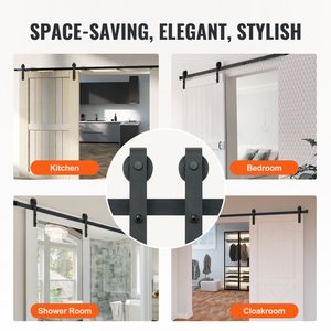 Kit Ferramenta per Porta Scorrevole a Binario Singolo Rinforzato da 2,4 m, Capacità di Carico 150 kg, Compatibile con Materiali in Nylon Larghi 1,15 m - 1,3 m, Spessore 3,3 cm - Product Image 5