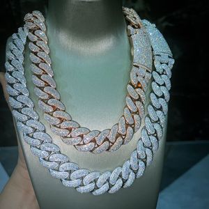 Men's Rose Gold Plated 18K Solid Gold Moissanite Iced Cuban <b>Chain</b> Statement <b>Necklace</b> Hiphop Link <b>Chain</b> Everyday Wear - Product Image 2