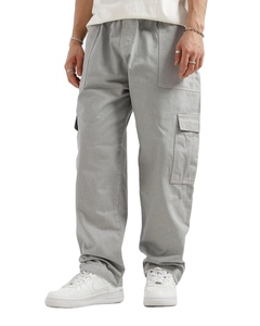 2025 Streetwear hommes pantalons de survêtement respirants amples 100% coton décontracté jambe large pantalon avec 6 poches plaine teint toile pantalon - Product Image 5