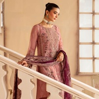 Robes de soirée pour femmes Ramsha Vol M-12, robes Panjabi de designers pakistanais, ensemble trois pièces en organza brodé noir