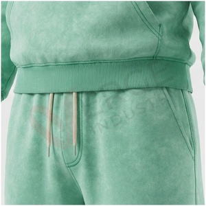 Conjunto Deportivo Unisex Verde Menta, Sudadera con Capucha y Cordón Ajustable, Color Sólido, Transpirable, Informal, para Otoño, Corte Regular, para Adultos - Product Image 5