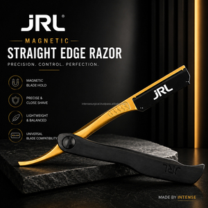 JRL Black Magnetic Luxury Stainless Steel Manual Straight Edge Razor for Professional Barbers & <b>Beard</b> <b>Care</b> - Product Image 1