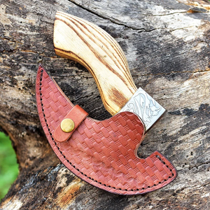 High Quality Hand Forged Viking Style Stainless Steel Tomahawk Hatchet <b>Wooden</b> Handle Leather Sheath Etched Kitchen Knife THEWIZ - Product Image 6
