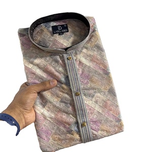 <b>MEN</b> TRADITIONAL WEAR THE PURE COTTON FABRIC WITH LUCKNOWI WORK AND DIGITAL PRINT KURTA - Product Image 2
