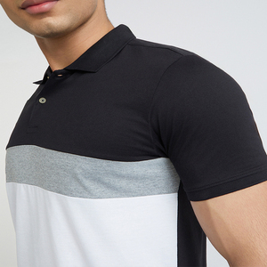 Polo pour homme personnalisé avec logo, color block, 100 % coton premium, coupe ajustée, rayé, décontracté, pour le golf, à manches courtes, tricoté, vente en gros - Product Image 2