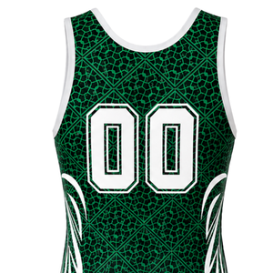 Combinaison de lutte sublimée vert foncé et blanc pour hommes, uniforme de lutte en polyester sans manches, tenue d'entraînement et de compétition - Product Image 5