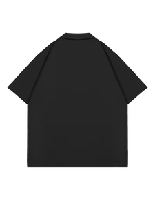 Men's Black Polo Shirt and Shorts Set Solid Color Knitted Breathable Casual Summer Wear 100% Cotton Short Sleeve Customized Logo - Product Image 2