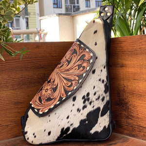 New Trendy Hand Tooled Leather Crossbody <b>Bag</b> Women Sling Fanny Packs Purses Cowhide Chest <b>Shoulder</b> Crossbody <b>Bags</b> <b>for</b> <b>Men</b> Women - Product Image 2