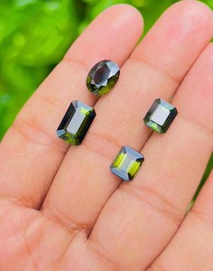 Tourmaline verte naturelle, pierres précieuses facettées, extraies de la terre, pierres en vrac pour la fabrication de bijoux, bagues, pendentifs, boucles d'oreilles, haute qualité - Product Image 2