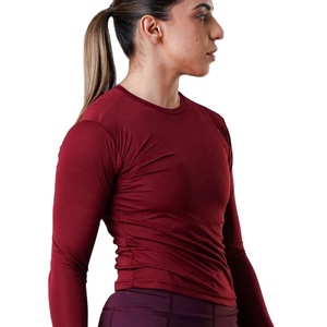 Nouvel arrivage T-shirt à manches longues et col rond haute performance pour femmes préfet pour la salle de sport et les vêtements de sport chemises de compression pour femmes - Product Image 2