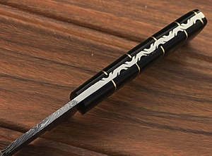 Cuchillo de Caza de Acero de Damasco Hecho a Mano, Personalizable, DIY, OEM, con Mango de Cuerno de Búfalo, Cuchillo de Camping para Exteriores Hecho a Medida - Product Image 4