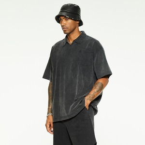 Ensemble T-shirt et short deux pièces pour homme, couleur unie, 100% coton, tenue streetwear écologique tendance - Product Image 3