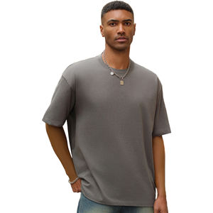 T-shirts pour hommes en coton 100% uni, personnalisables avec logo, 300 g, impression DTG, coupe ample, épaules tombantes - Product Image 2